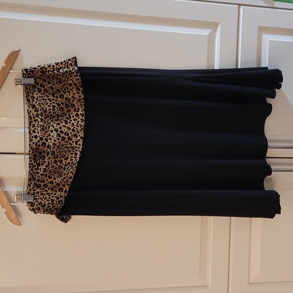 Susan Lawrence Black Leopard Print stretch Skirt L - Picture 3 of 4